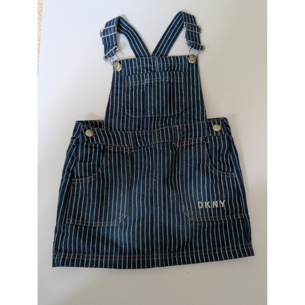 DKNY Kids Denim Pinstripe Overall Skirt 4T